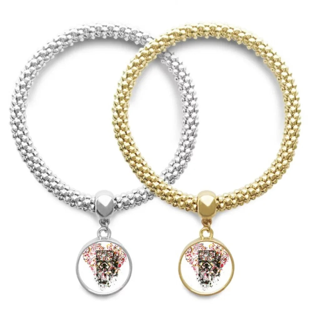 Graffiti Street Heart Art Illustration Pattern Lover Bracelet Bangle Pendant Jewelry Couple Chain