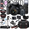 Canon EOS 800D Rebel T7i DSLR Camera w/EF-S 18-55mm F/4-5.6 is STM Zoom Lens + 75-300mm F/4-5.6 III Lens + 128GB Memory + Case + Tripod + Filters 38pc Bundle
