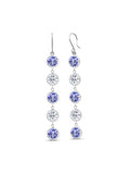 Gem Stone King 9.00 Ct Round Blue Tanzanite White Topaz 925 Sterling Silver Earrings