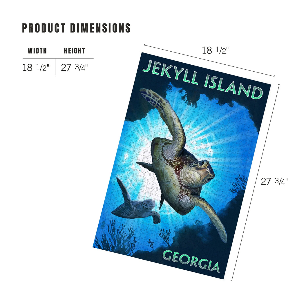 Lantern Press 1000 Piece Jigsaw Puzzle, Jekyll Island, Georgia, Sea Turtle Diving