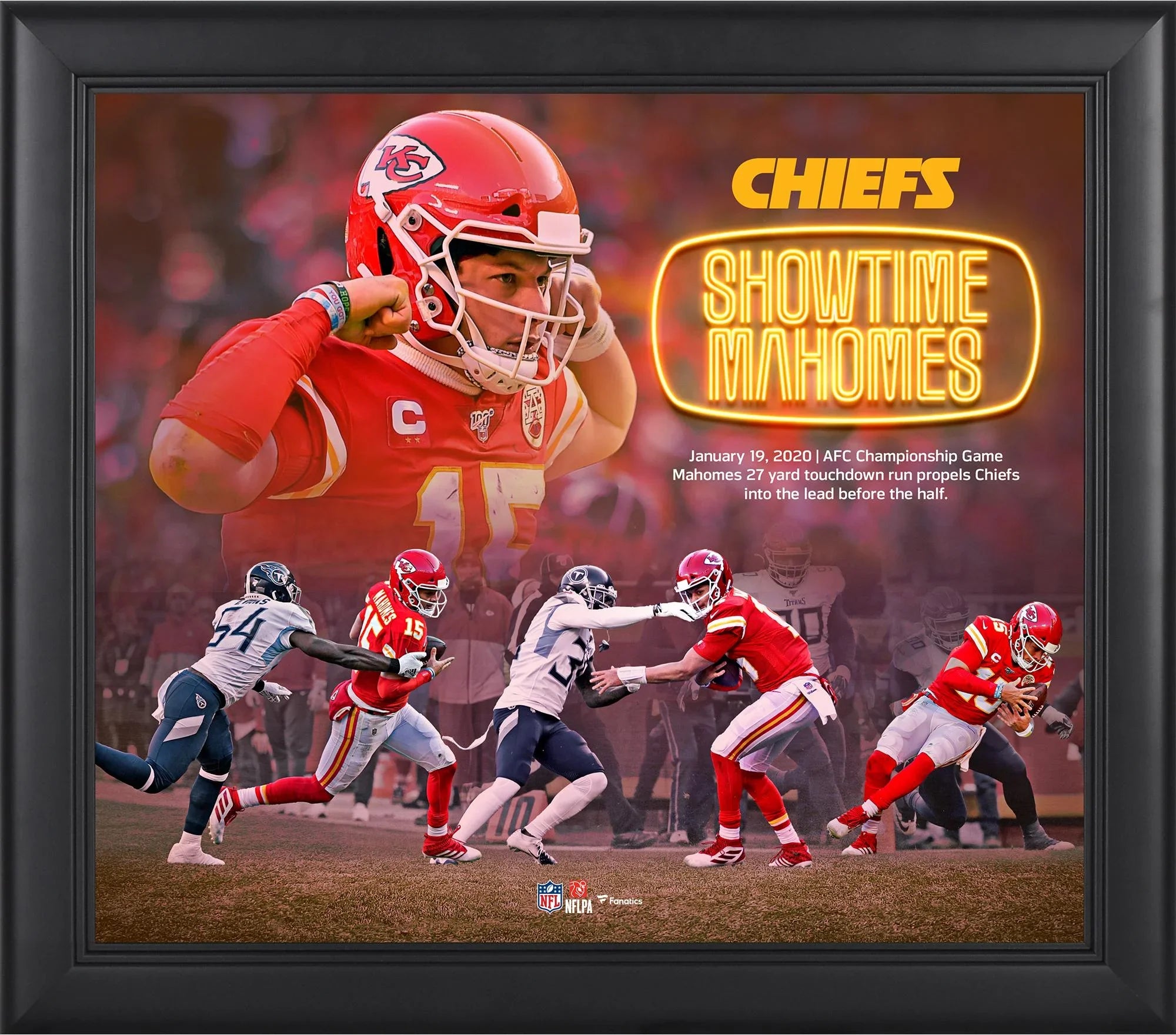 Patrick Mahomes Kansas City Chiefs Framed 15" x 17" AFC Champions Playoff Moment Rushing Touchdown Progression Collage