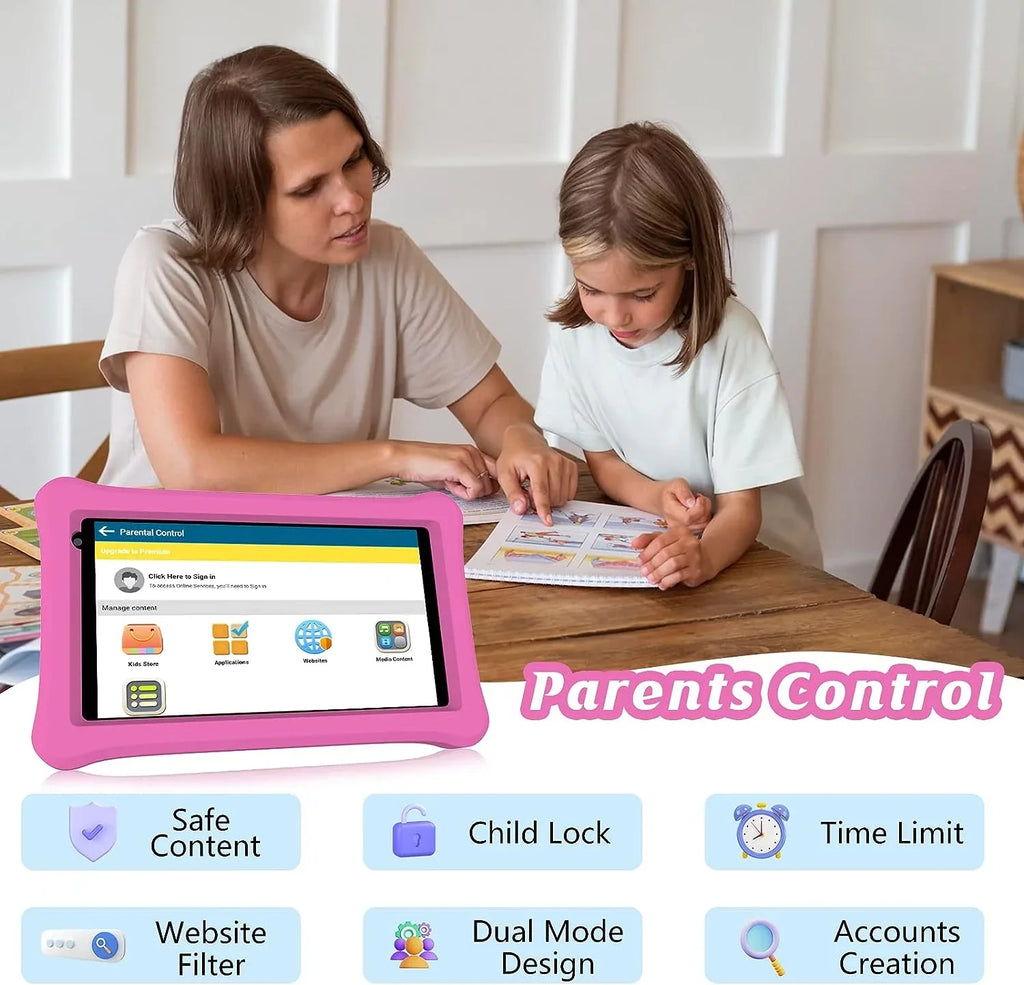 Kids Tablet, 7 inch Androrid 11 Toddler Tablet for Kids 2GB RAM 32GB ROM Tablets, Google Certificated, Bluetooth, WiFi, Dual Camera, Parental Control Tablet with Case, Tablet for Learning