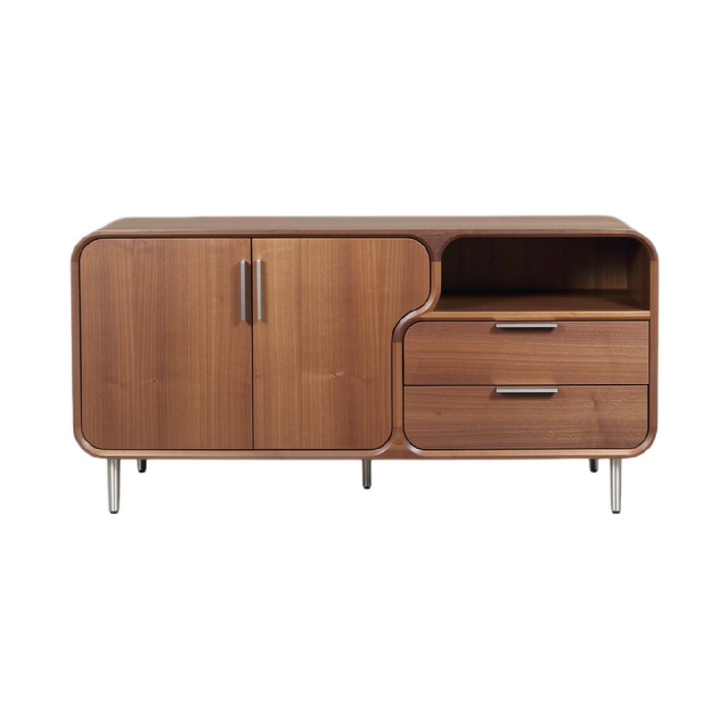 Moderne houten kast met lades en open vakken