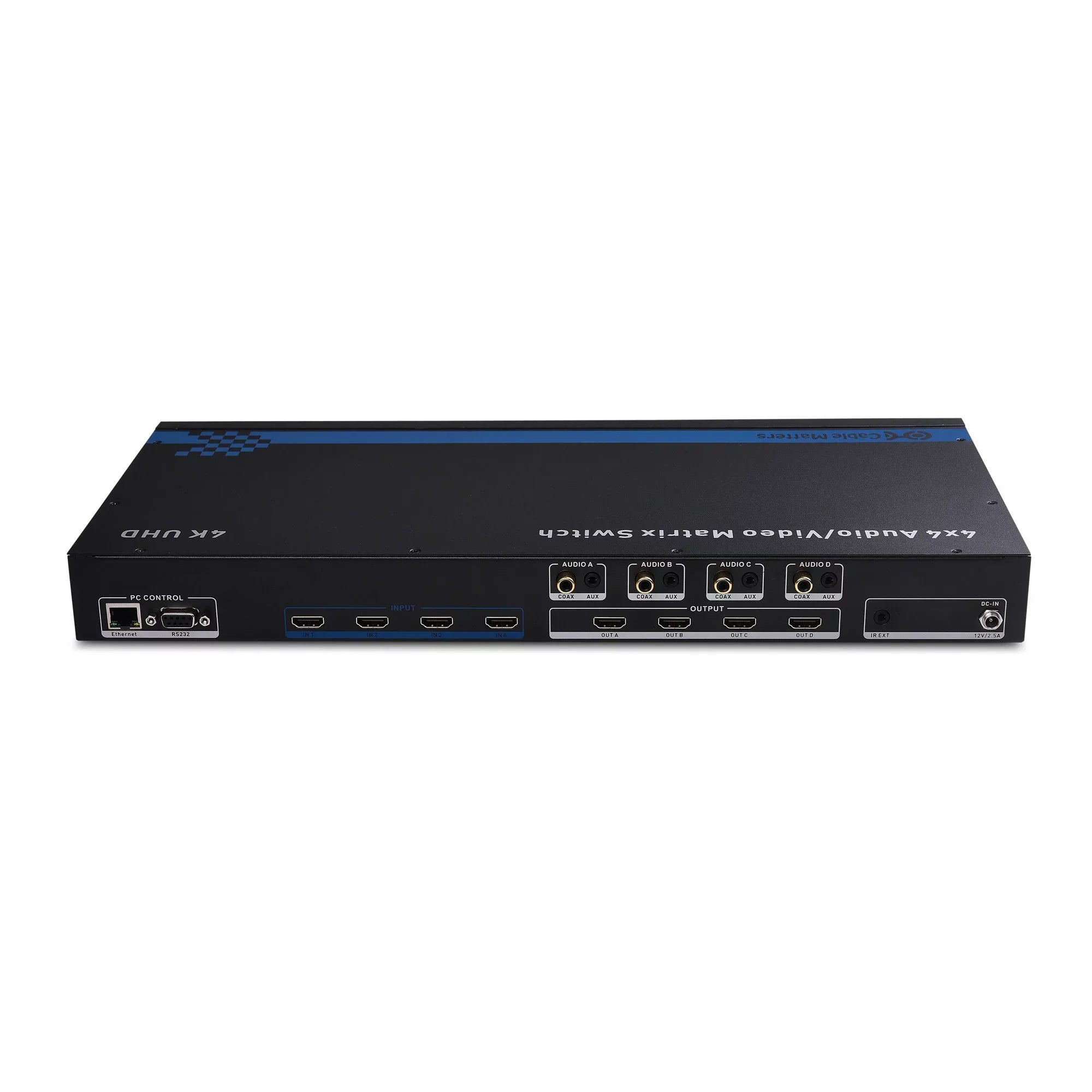 Cable Matters 4K 60Hz HDMI Matrix Switch 4 in 4 Out with RS-232 and TCP/IP Remote Access Configuration - Supports 18Gbps HDMI 2.0, HDR High Dynamic Range, HDCP 2.2, 24 Bit RGB, YCBCR 4:4:4 Format