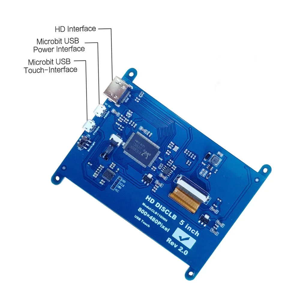 Htovila 5 Inch Capacitive Touchscreen Display 800*480 Resolution Small Portable with USB Interface Compatible with Raspberry Pi Educational Tool