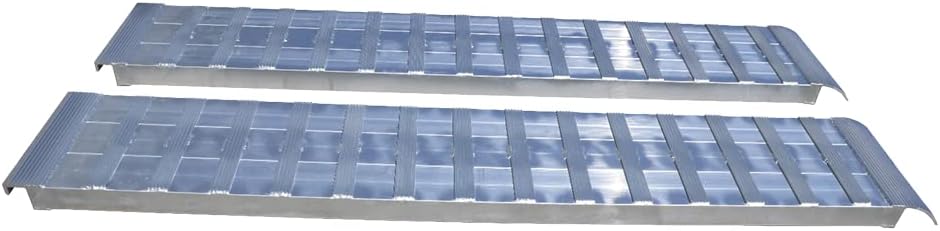 GEN-Y Hitch Extreme Duty Aluminum Loading Ramps - Set of 2, 6 Feet Long x 15 Inches Wide, 10000 LBS Capacity, Hybrid Hook and Plate Ends, Serrated Cross Rungs for Maximum Traction