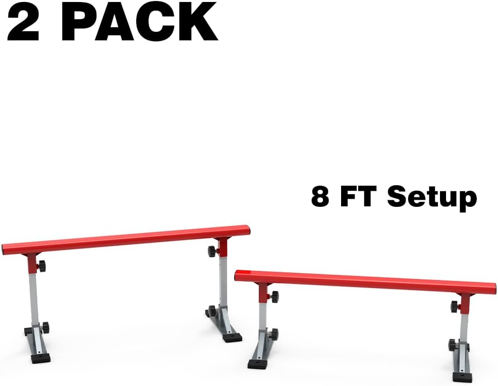 FreshPark Professional Solid Grind Rail - Height Adjustability: 13" - 19" H - Portable, Extendable, Durable Skatepark