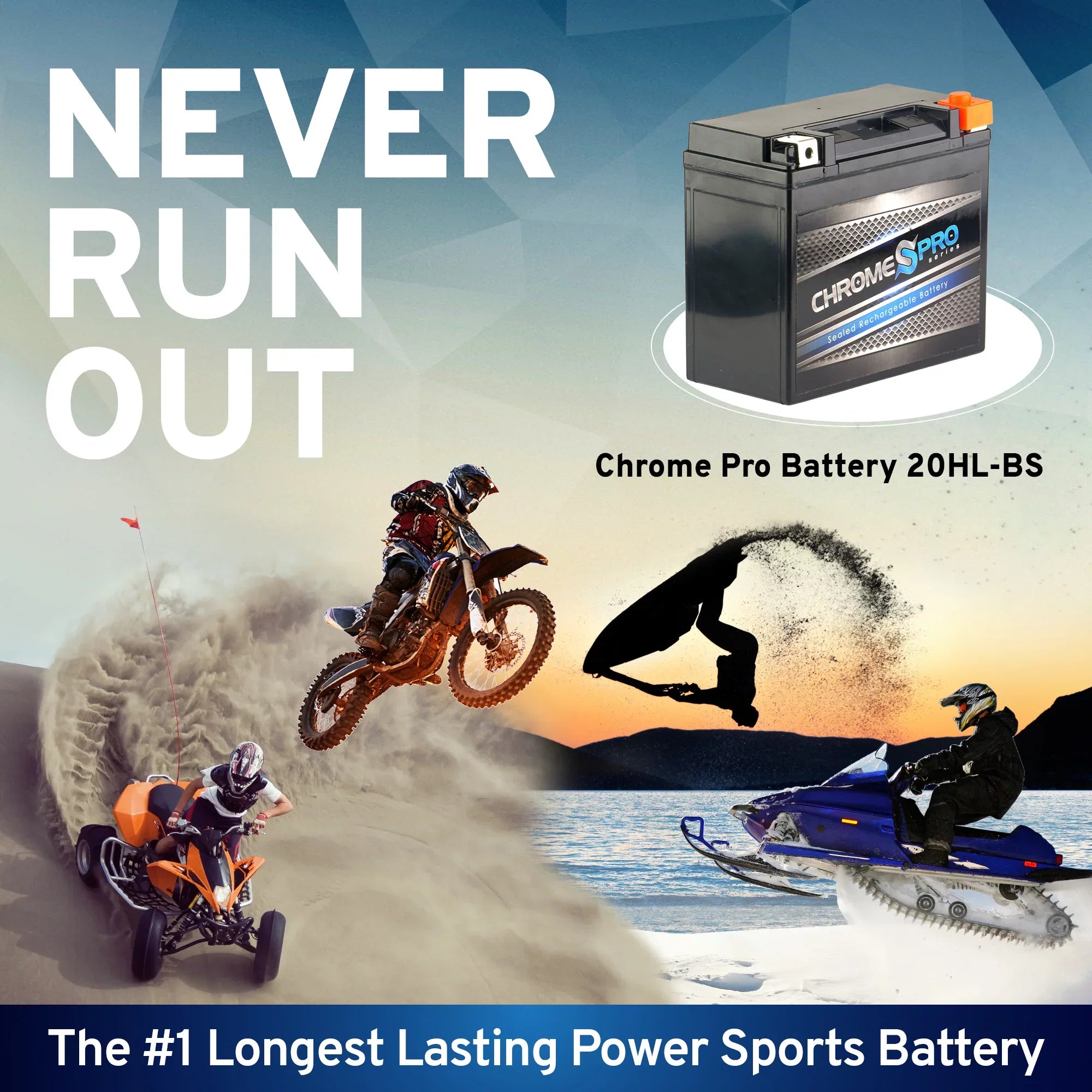 Chrome Pro Battery Ytx20hl-bs (20hl-bs 12 Volts,18 Ah, 310 Cca) Motorcycle Battery for Kawasaki 1000cc Zg1000-a Concours 1998