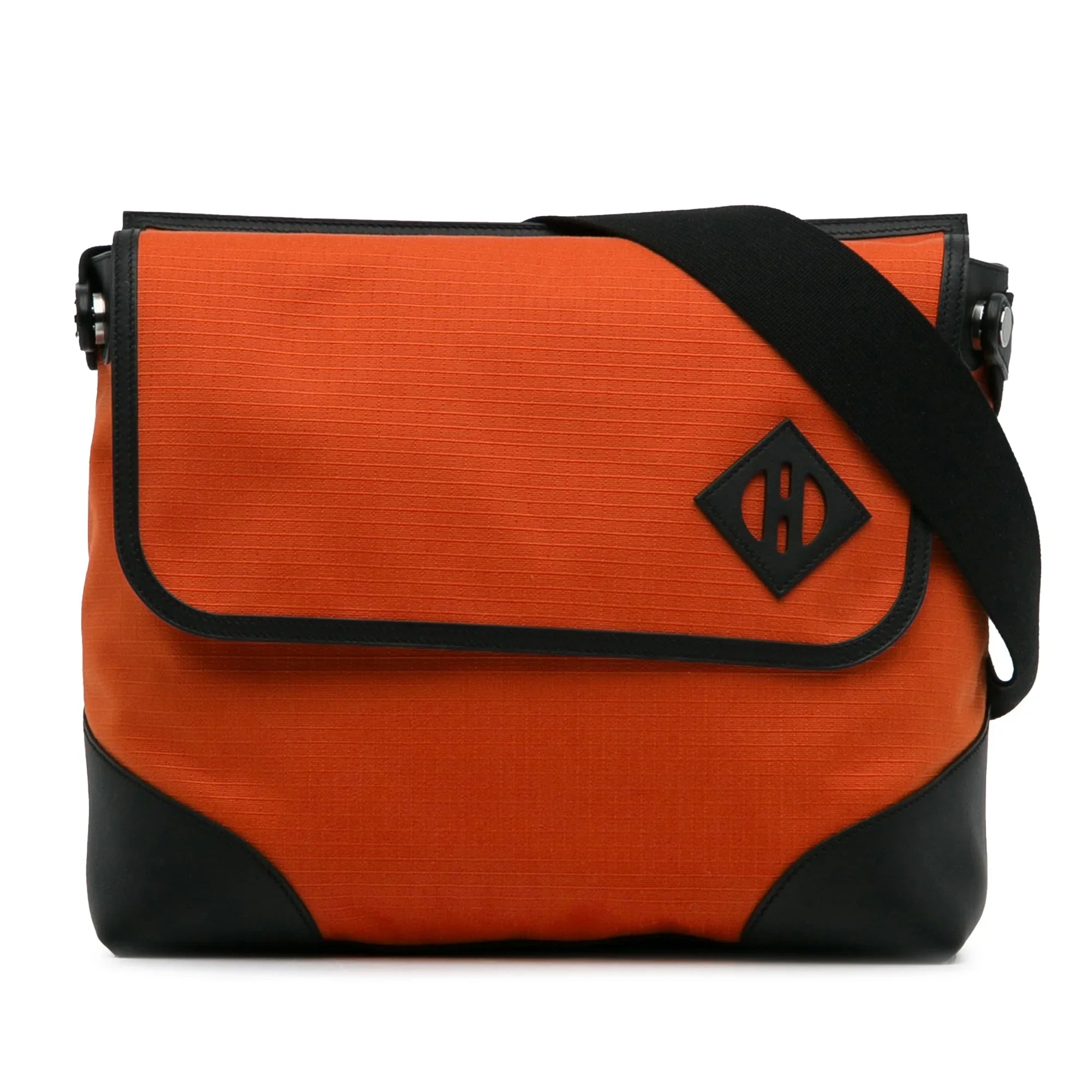 Pre-Owned Authenticated Hermès Allback Messenger Bag Canvas Fabric Orange Crossbody Bag Unisex (Good)