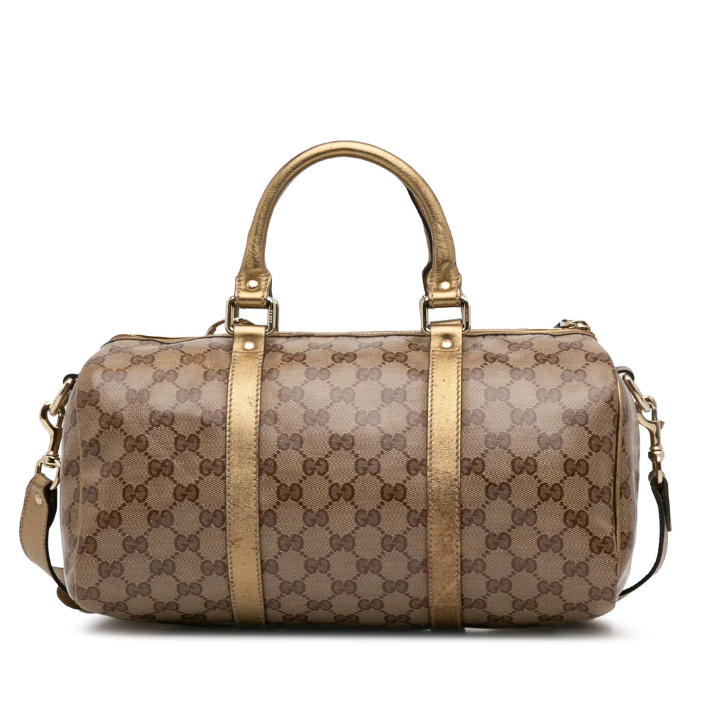 Pre-Owned Authenticated Gucci GG Crystal Joy Satchel Coated Canvas Fabric Brown Unisex (Fair)