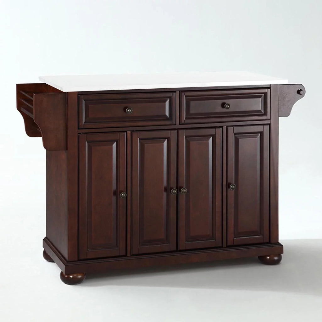 Maykoosh Country Cottage Stone Top Full Size Kitchen Island/Cart Black/White