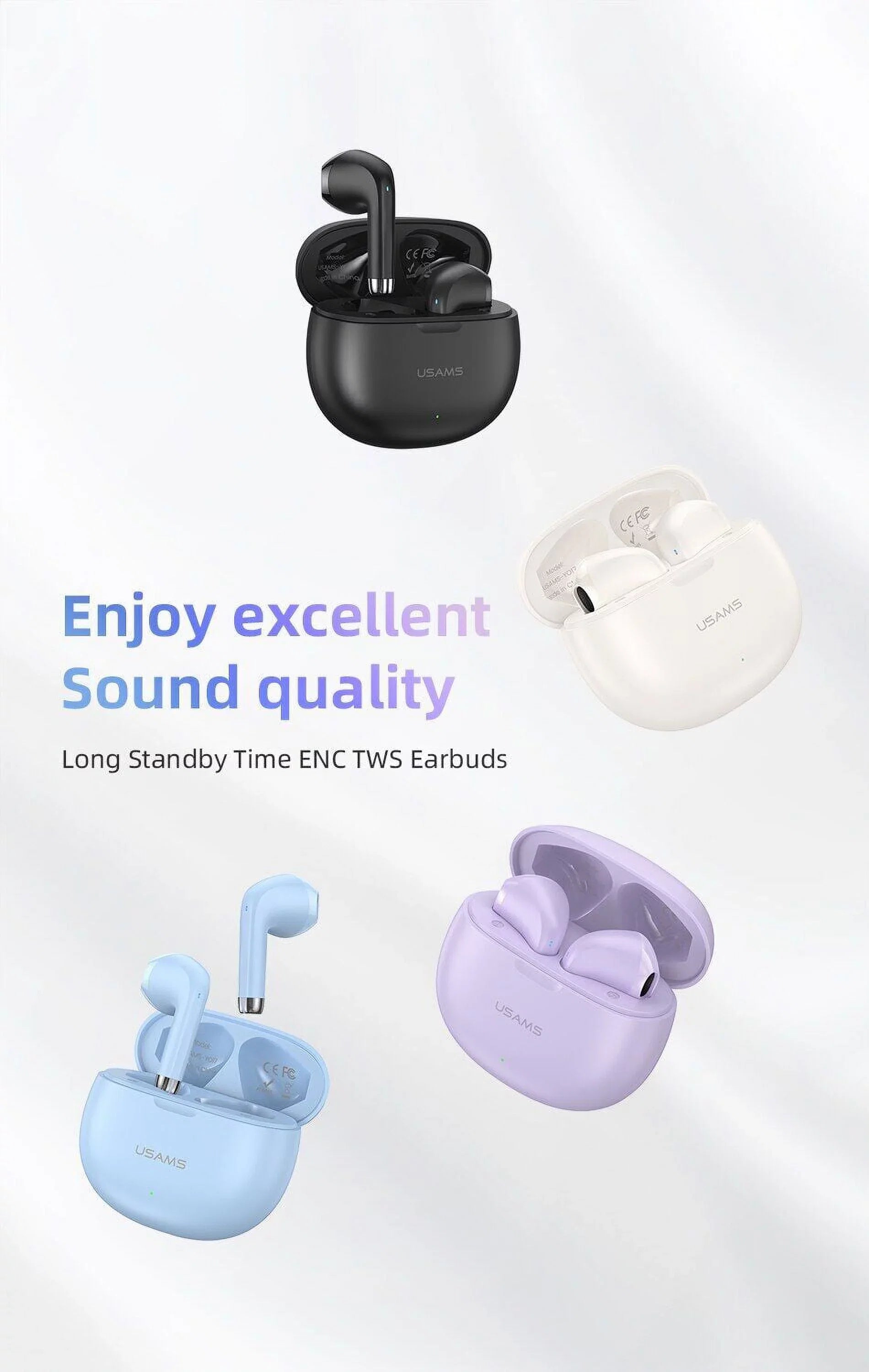 for Sony Xperia 1 IV Wireless Earbuds Bluetooth 5.3 Headphones with Charging Case,Wireless Earphones with Noise Cancelling Mic,IPX4 Waterproof Earphones,Touch Control - White