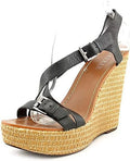 Lauren Ralph Lauren Dover Womens Size 9 Black Leather Wedge Sandals Shoes New