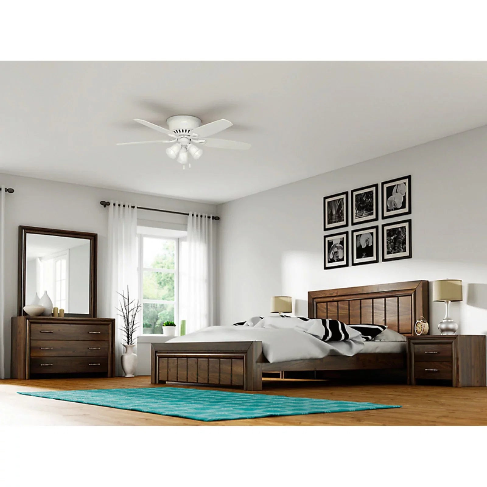 Hunter Fan Company Builder Low Profile 52" Ceiling Fan w/ Pull Chain, Snow White