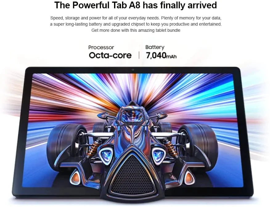 Samsung Galaxy Tab A8 Tablet 10.5 Inch with Hard Case 32GB and 64GB MicroSD Card Wi Fi International Gray
