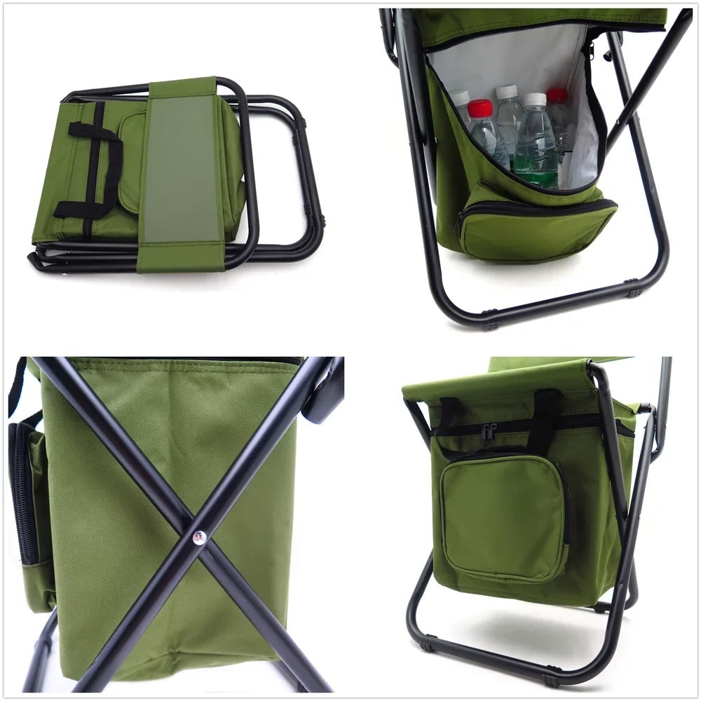 HTTMT- New Multi-use Backpack Chair Stool with Cooler Bag Hiking Fishing Camping Picnic