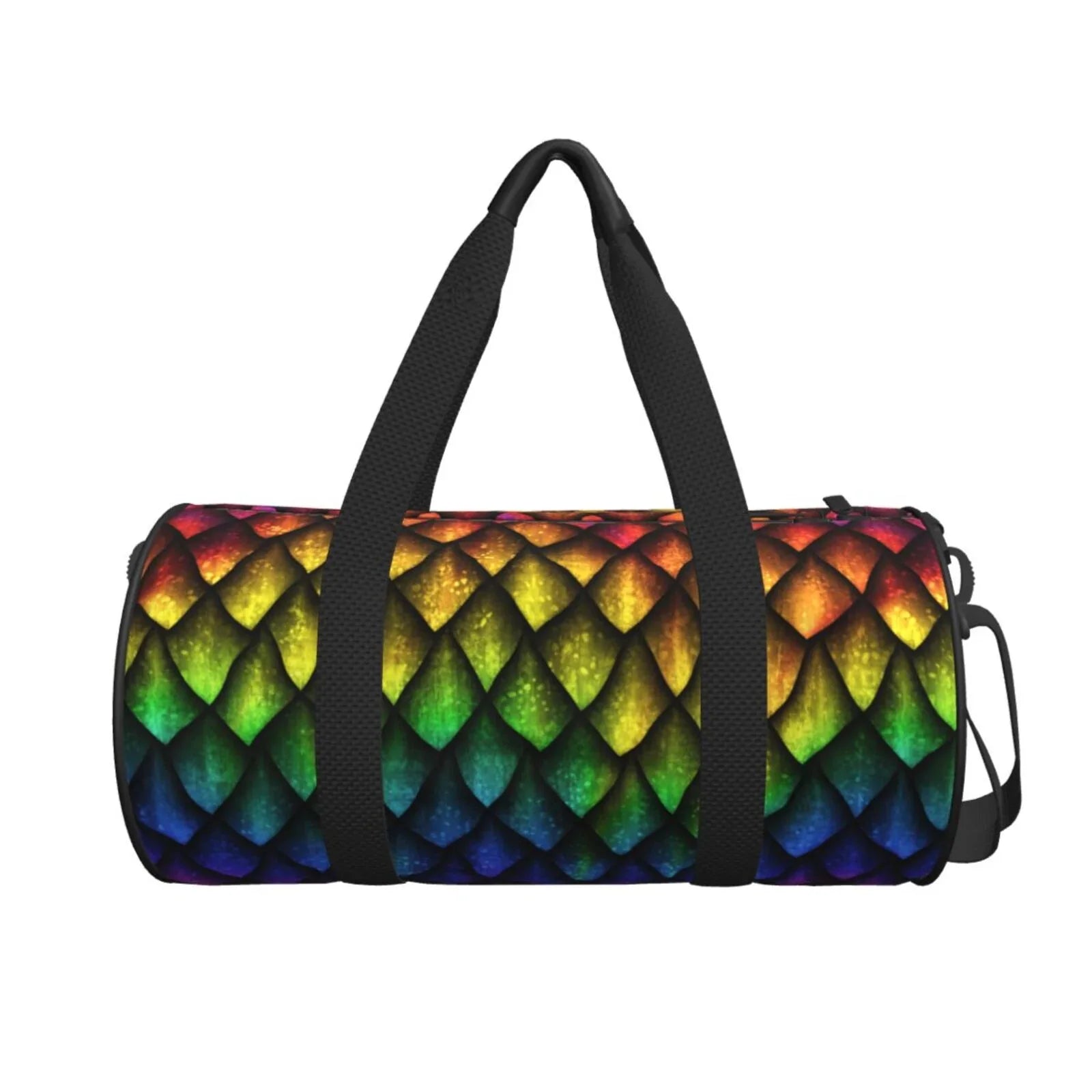 Coaee Dragon Scales Large Capacity Travel Luggage Bag Cylinder Gym Bag Waterproof Sports Bag with Pocket and Compartment