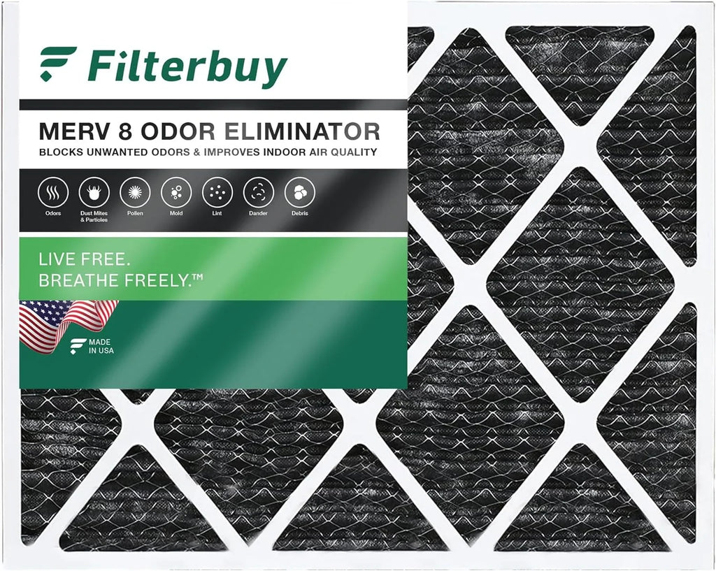 Filterbuy 20x23x1 MERV 8 Odor Eliminator Pleated HVAC AC Furnace Air Filters with Activated Carbon (1-Pack)