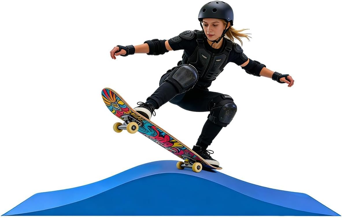 Spliced Skate Ramp Modular Wave Style Skateboard Ramp Bike Ramp Bike Scooter Skates Easy Assembly Capacity 330Lbs.