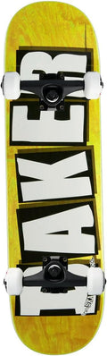 Baker Skateboard Assembly Logo Veneers B2 Yellow 8.5" x 32.5" Complete