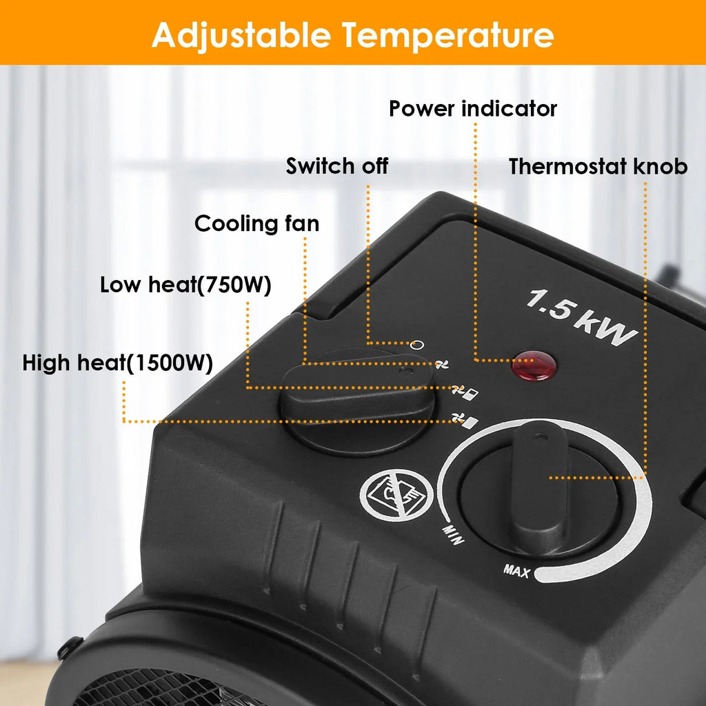 iMounTEK 1500W Portable Electric Space Heater Personal Fan with Overheat Protection Adjustable Temperature Ceramic Heater for Bedroom Office Desk