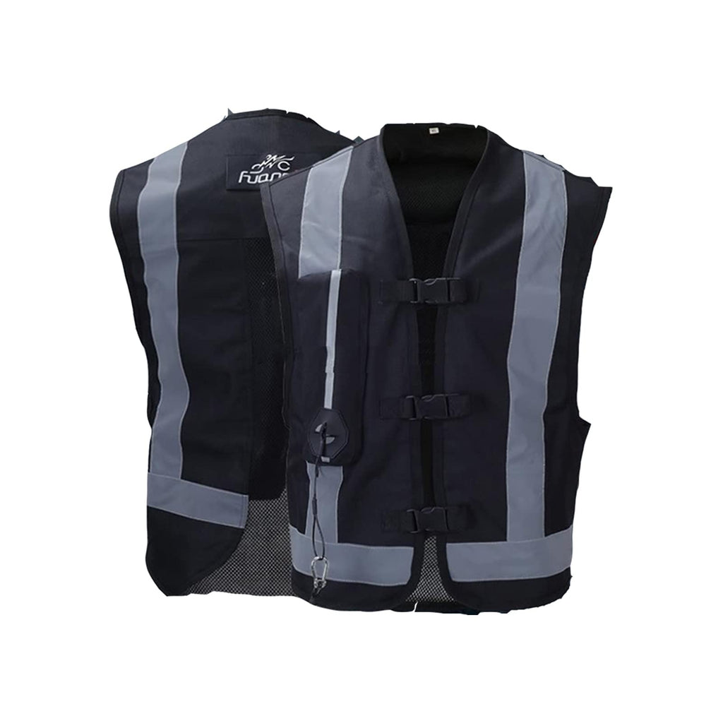 Reflective Protective Airbag Vest Motorcycle Anti-Fall Vest 600D Canvas Fabric, Wear-Resistant and Breathable Washable (No CO2 Gas Cylinder) (Color : C Green, Size : Small)