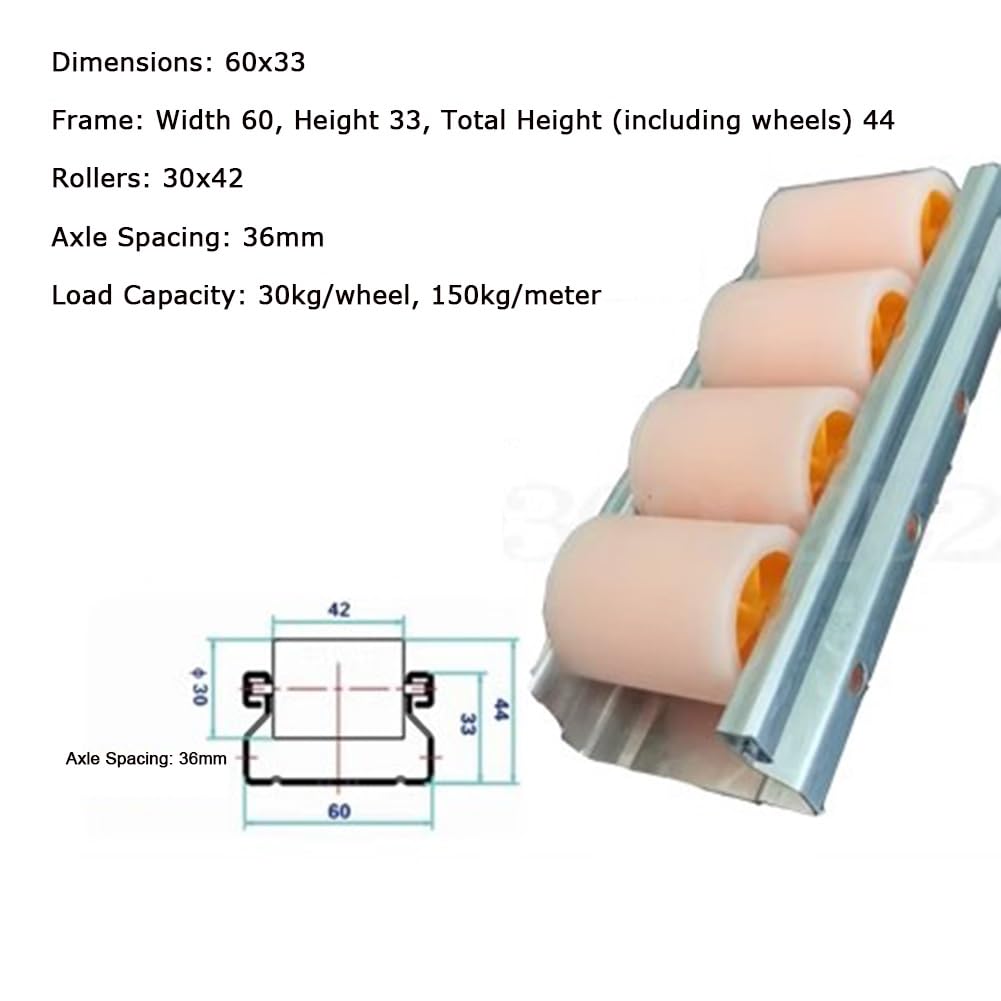 Style Rail System, Flow Rail Conveyor Wheels By, Conveyor Rollers Aluminum Alloy Skate Wheel Replacement Length Be Customized for Pallets Cargo(1m/38x35mm)