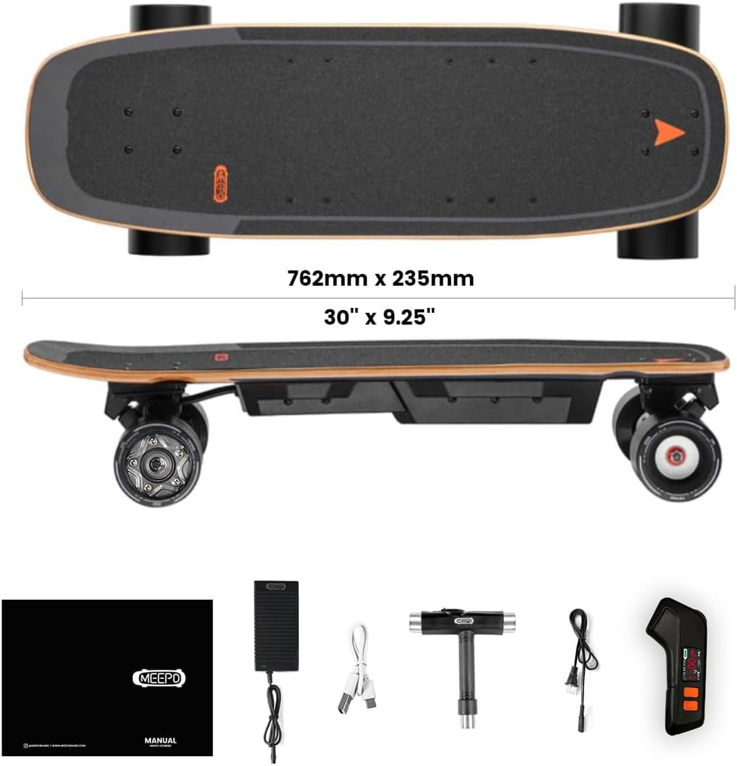 MEEPO Mini Series Electric Skateboard with Remote, Up to 26-32 MPH Top Speed, 11-24Miles Range,330 Pounds Max Load, 30-34 Inches Maple Cruiser for Adults and Teens, Mini5 MINI3 Max Edge Flow