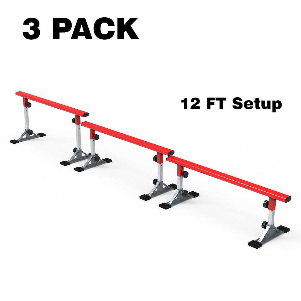 FreshPark Professional Solid Grind Rail - Height Adjustability: 13" - 19" H - Portable, Extendable, Durable Skatepark