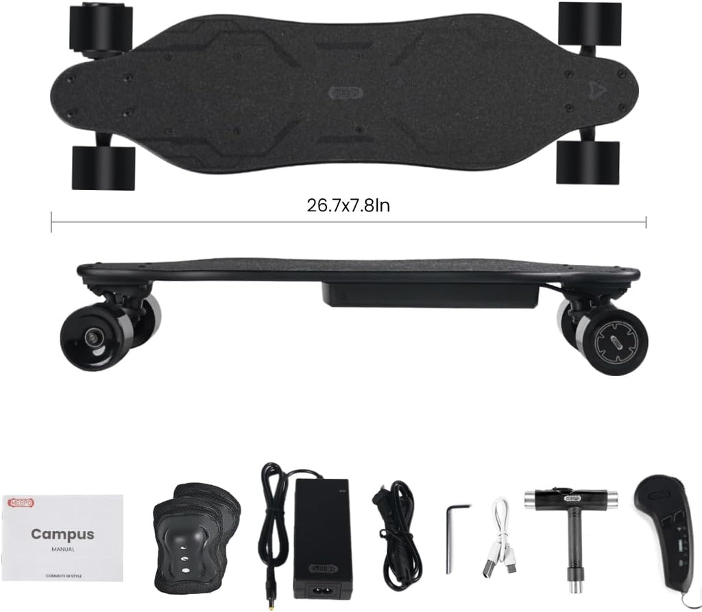 MEEPO Campus V3 Series/Envy Electric Skateboard with Remote, Top Speed Up to 29 Mph, 4 Speed Smooth Braking, Easy Carry Handle Design, Suitable for Adults & Teens