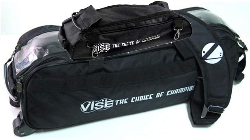 Vise Clear Top 3 Ball Tote Roller Bowling Bag with Shoe Bag- Black