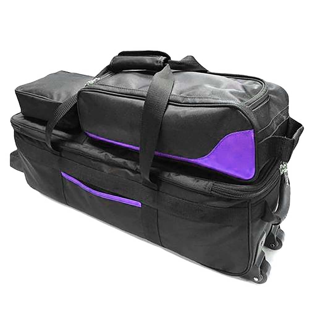 Pyramid Path Triple Tote Roller Plus Bowling Bag with Detachable Shoe Bag (Fits US Mens Size 15), Accessory and Side Pocket, Lightweight Travel Design