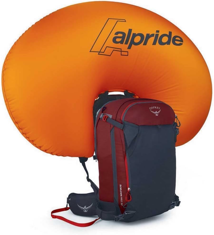 Osprey Soelden Pro 32L Men's Ski and Snowboard Backpack with E2 Airbag System, Red Mountain