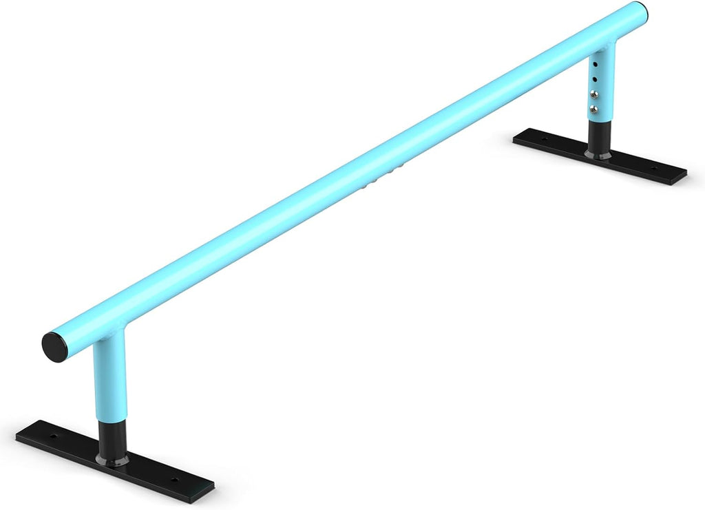 AUH Skateboard Ramp Grind Rail 55 inch Round Skate Rail for for Scooters, Skateboards & Inline Skates, Adjustable Height, Blue