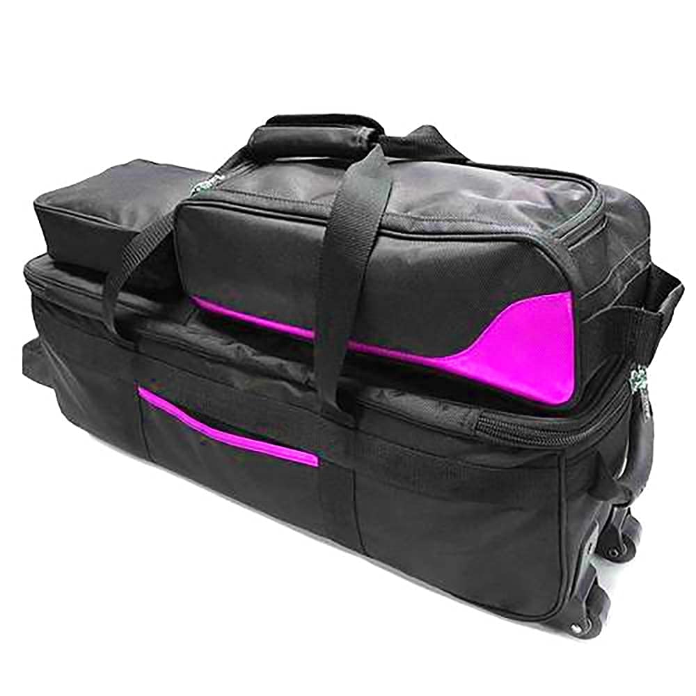 Pyramid Path Triple Tote Roller Plus Bowling Bag with Detachable Shoe Bag (Fits US Mens Size 15), Accessory and Side Pocket, Lightweight Travel Design