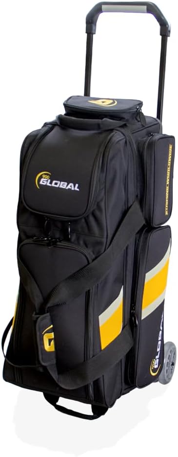 900 Global 3-Ball Bowling Deluxe Roller Bag (Black/Gold)