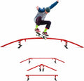 Ultimate Skateboard Rail Grindrail Kit - Modular Adjustable Grind Ramp Multi-Sport Rail for Skate, BMX Bike, Roller, Snowboard, Scooter, Rainbow Flat Incline Rail