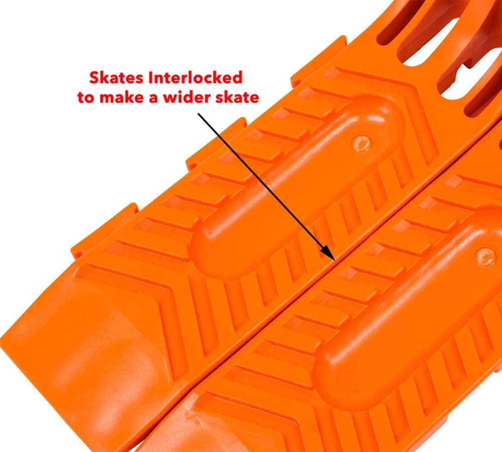 Mytee Products Interlocking Tire Skates for Tow Truck Wrecker Rollback Carrier Safety Orange (4pc Set)
