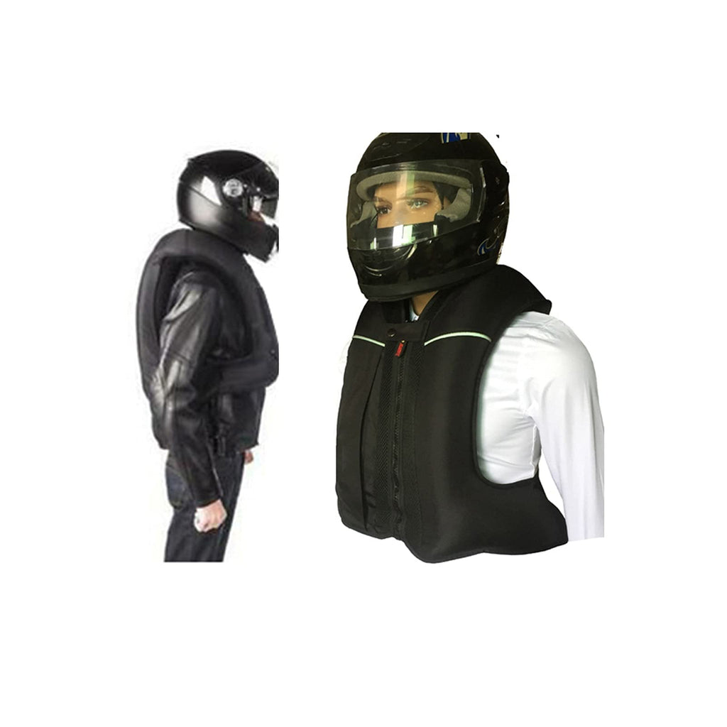 Reflective Protective Airbag Vest Motorcycle Anti-Fall Vest 600D Canvas Fabric, Wear-Resistant and Breathable Washable (No CO2 Gas Cylinder) (Color : C Green, Size : Small)