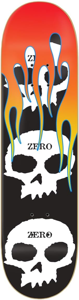 Zero Skateboard Deck 3 Skulls with Flames 8.5" x 32.3" with Grip