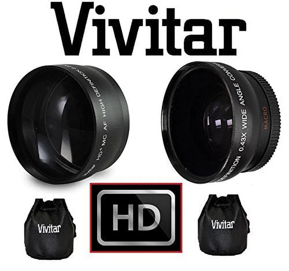 HI DEF 2PC LENS KIT PRO HD WIDE ANGLE & TELEPHOTO LENS for NIKON D3200 (52mm Compatible)