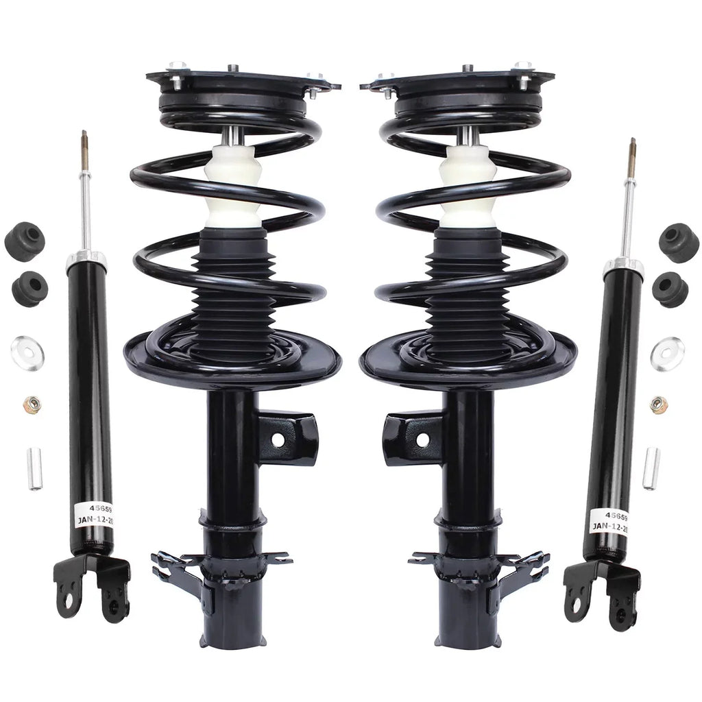 Detroit Axle - Struts Shock Absorbers for 2007-2013 Nissan Altima Complete 2 Front Struts w/Coil Spring 2 Rear Shock Absorbers 2008 2009 2010 2011 Replacement Quick Install Ready Struts Assembly