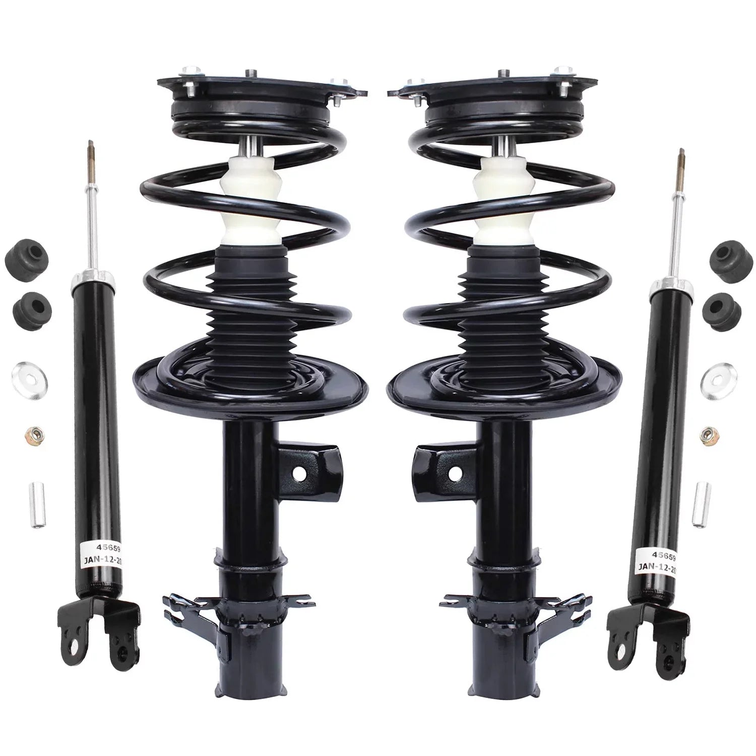 Detroit Axle - Struts Shock Absorbers for 2007-2013 Nissan Altima Complete 2 Front Struts w/Coil Spring 2 Rear Shock Absorbers 2008 2009 2010 2011 Replacement Quick Install Ready Struts Assembly