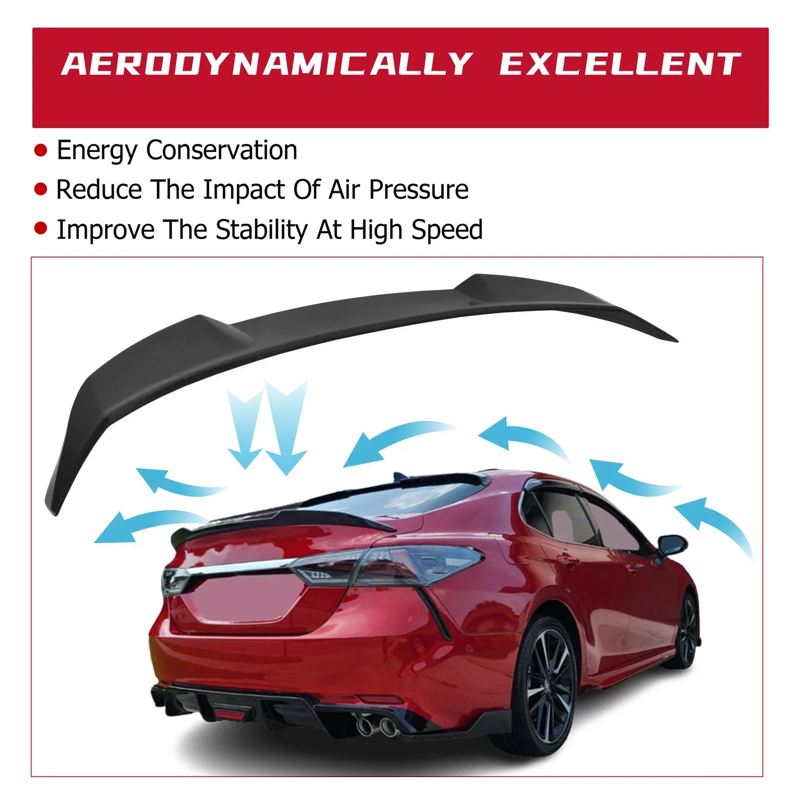 Kojem Rear Trunk Spoiler Lid Wing for 2018-2021 Toyota Camry SE XSE LE XLE M4 Style 19 20 Glossy Black