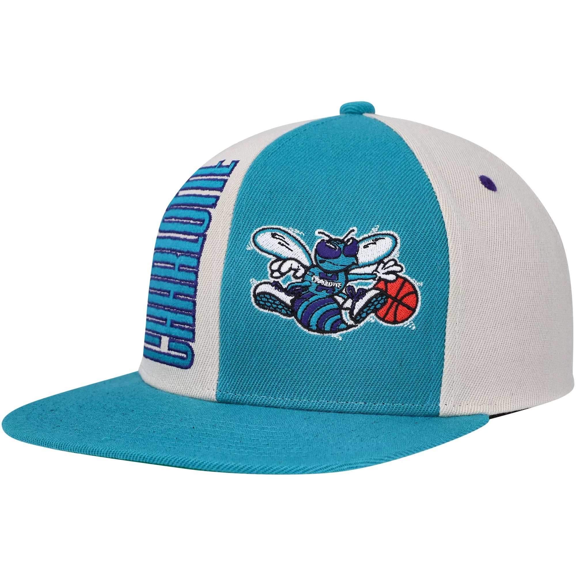 Men's Mitchell & Ness Cream Charlotte Hornets Hardwood Classics Pop Snapback Hat - OSFA