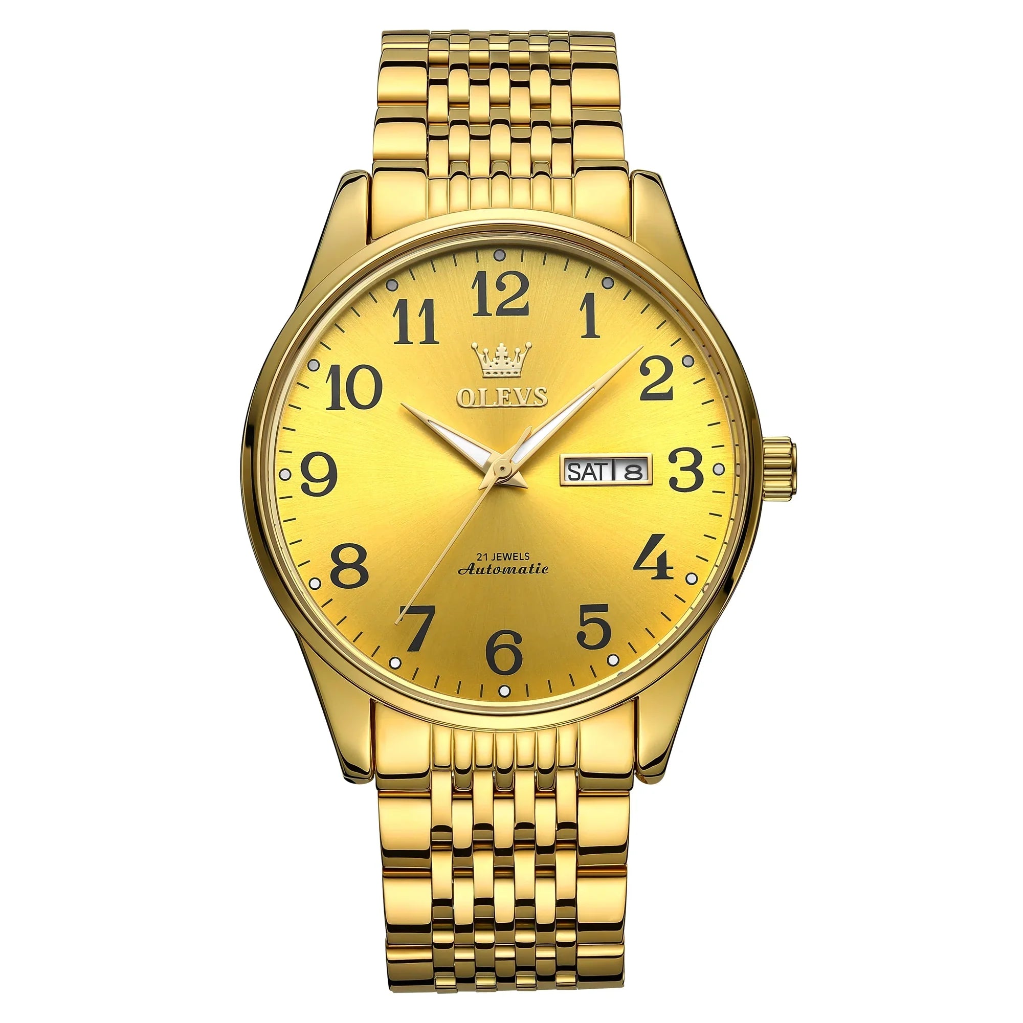 OLEVS Gold Watch for Men Self Winding Large Face Arabic Numerals Dial Easy Reader Waterproof Reloj Para Hombre, Gifts for Men, Male Adult Wristwatch