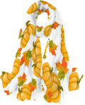 Hyjoy Pumpkins Maple Leaves Long Silk Neck Scarf Lightweight Shawl Wrap Scarves for Women Girls