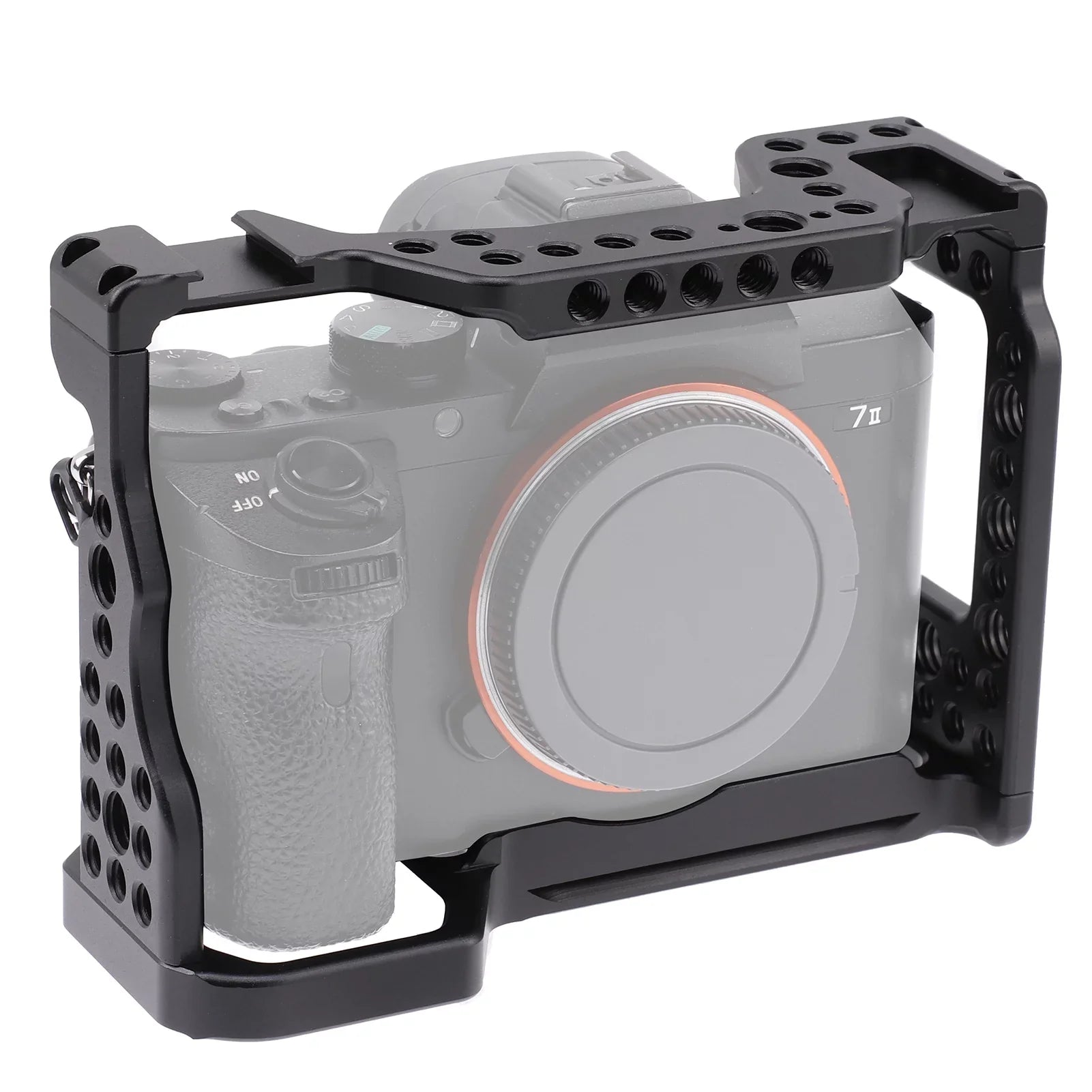 Htovila Camera Cage Aluminum Alloy Video Cage Replacement for Sony A7M3 A7R3 A9 Mirrorless Camera with Cold Shoe Mount 1/4 Inch & 3/8 Inch Screw Holes