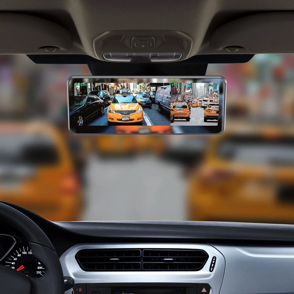 Master Tailgaters Universal Frameless Rear View Mirror with 7" LCD Display, 4 Video Inputs & Enhanced Visibility