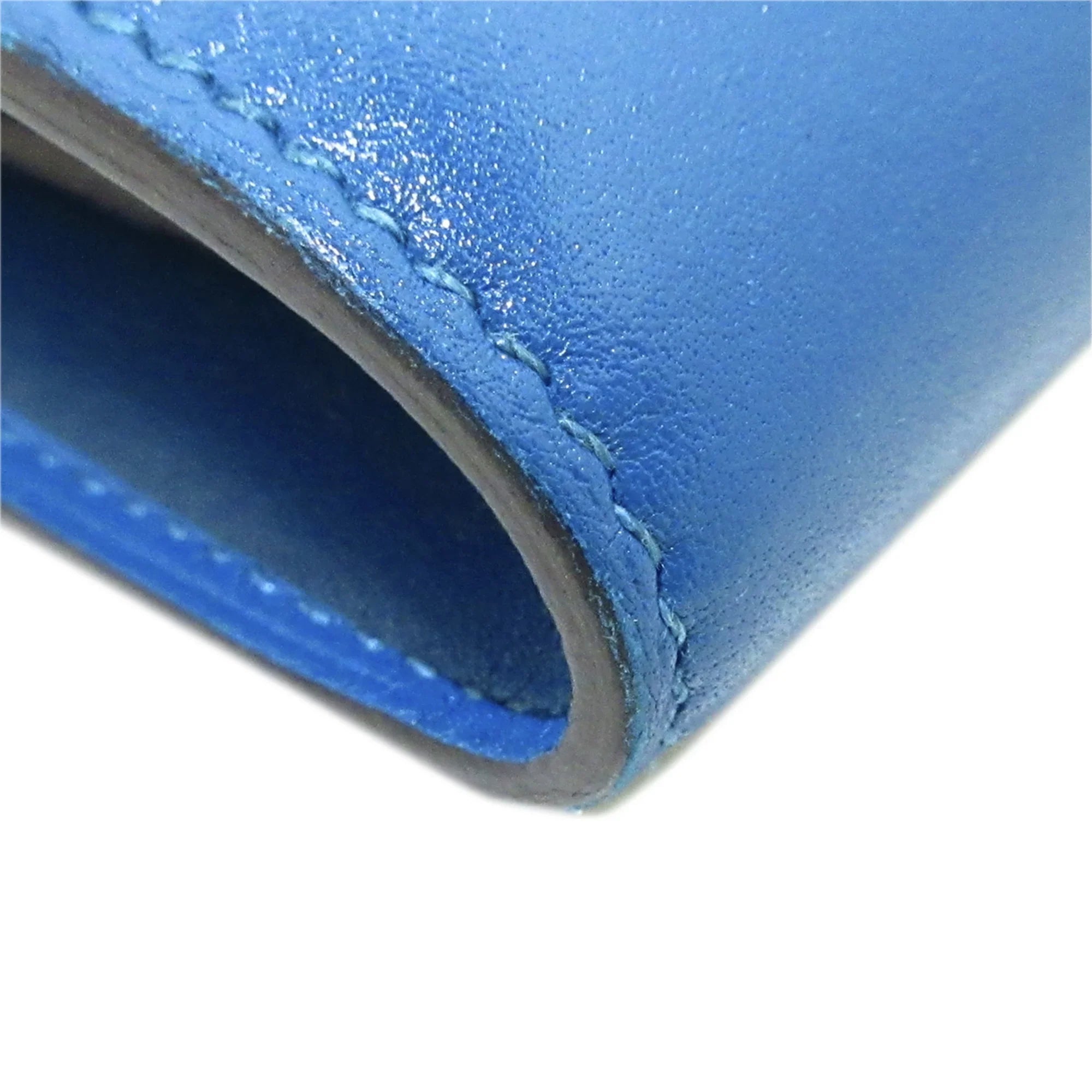 Pre-Owned Authenticated Hermès Constance Compact Wallet Calf Leather Blue Small Wallets Unisex (Good)